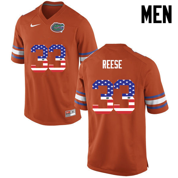 Men Florida Gators #33 David Reese College Football USA Flag Fashion Jerseys-Orange
